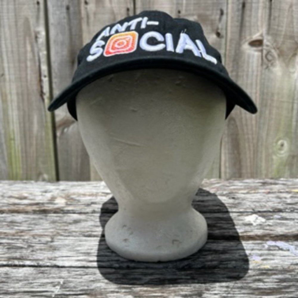 Anti-Social Hat Strapback Embroidered Black Cap